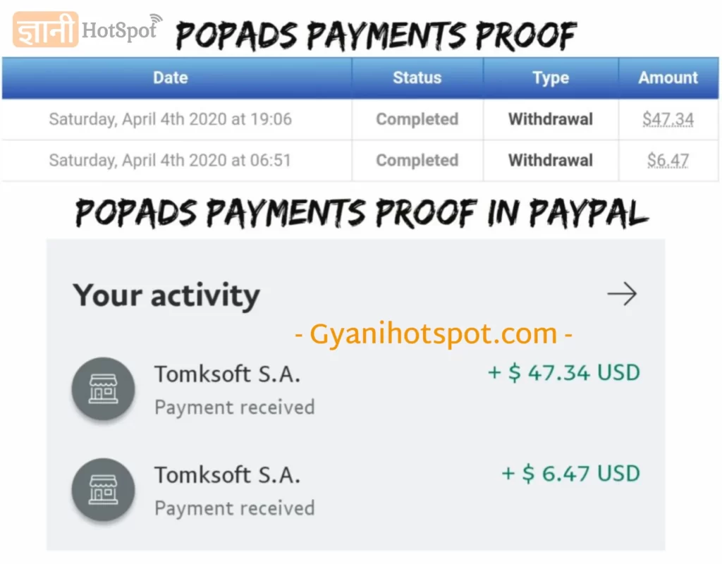 Popads live payment proof